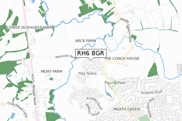 RH6 8GR map - small scale - OS Open Zoomstack (Ordnance Survey)