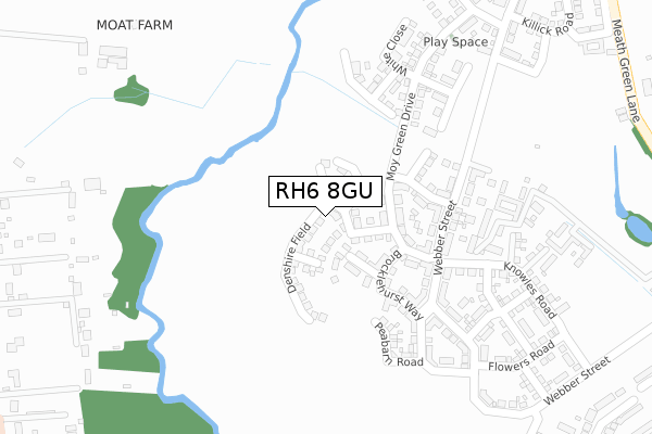 RH6 8GU map - large scale - OS Open Zoomstack (Ordnance Survey)