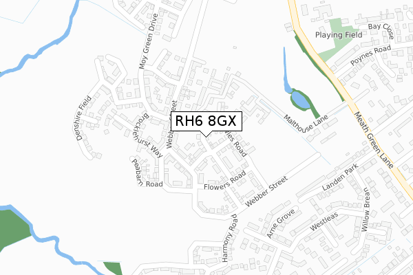 RH6 8GX map - large scale - OS Open Zoomstack (Ordnance Survey)