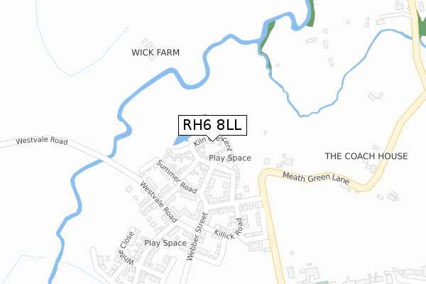 RH6 8LL map - large scale - OS Open Zoomstack (Ordnance Survey)