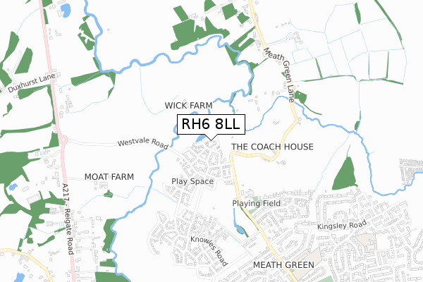 RH6 8LL map - small scale - OS Open Zoomstack (Ordnance Survey)