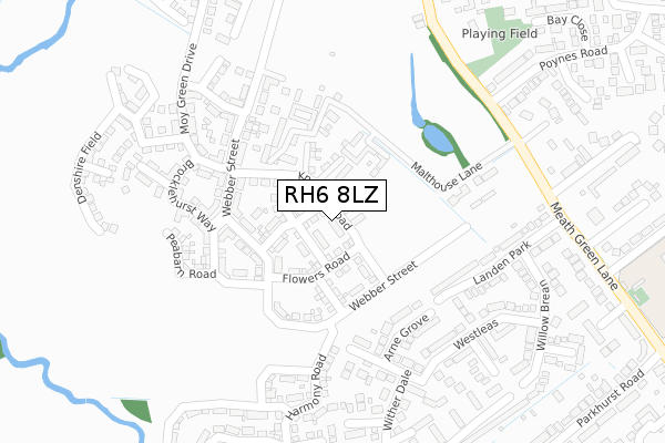 RH6 8LZ map - large scale - OS Open Zoomstack (Ordnance Survey)