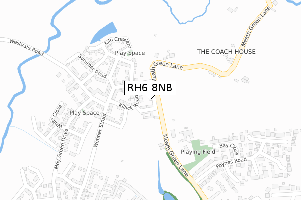 RH6 8NB map - large scale - OS Open Zoomstack (Ordnance Survey)