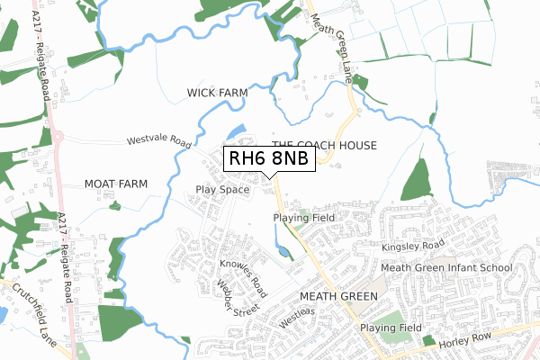 RH6 8NB map - small scale - OS Open Zoomstack (Ordnance Survey)