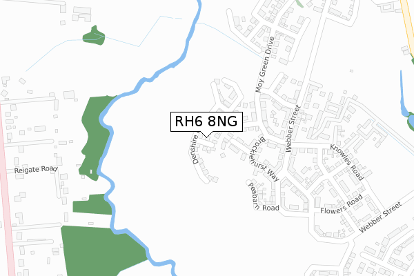 RH6 8NG map - large scale - OS Open Zoomstack (Ordnance Survey)