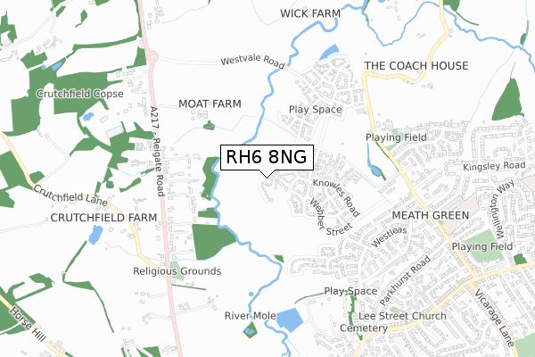 RH6 8NG map - small scale - OS Open Zoomstack (Ordnance Survey)