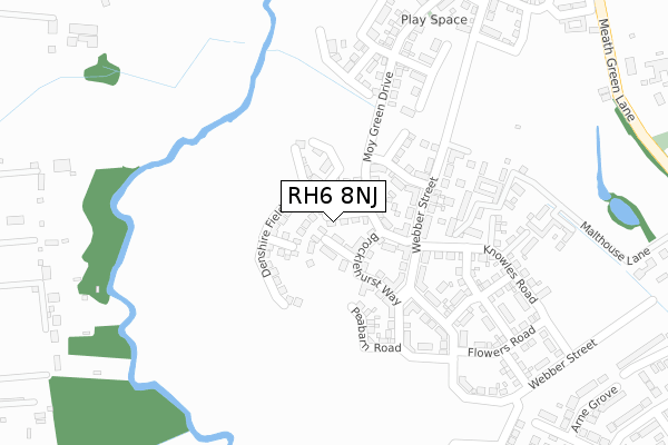 RH6 8NJ map - large scale - OS Open Zoomstack (Ordnance Survey)