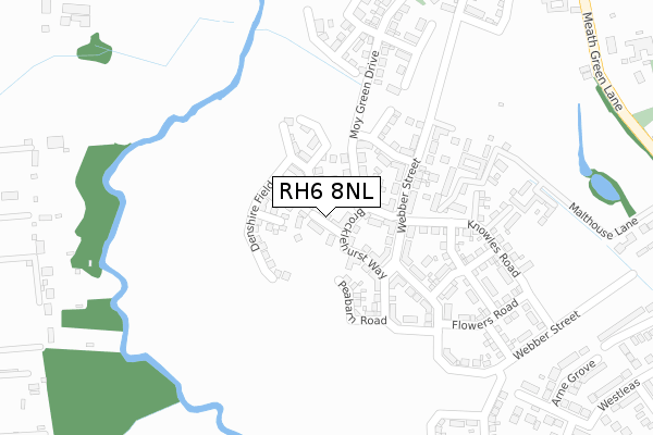 RH6 8NL map - large scale - OS Open Zoomstack (Ordnance Survey)