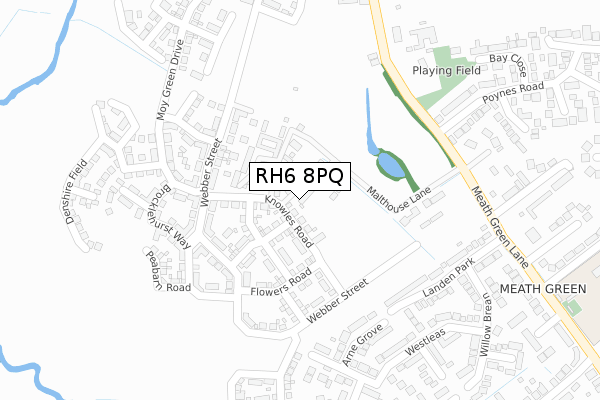 RH6 8PQ map - large scale - OS Open Zoomstack (Ordnance Survey)