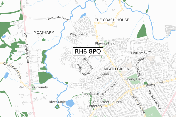 RH6 8PQ map - small scale - OS Open Zoomstack (Ordnance Survey)