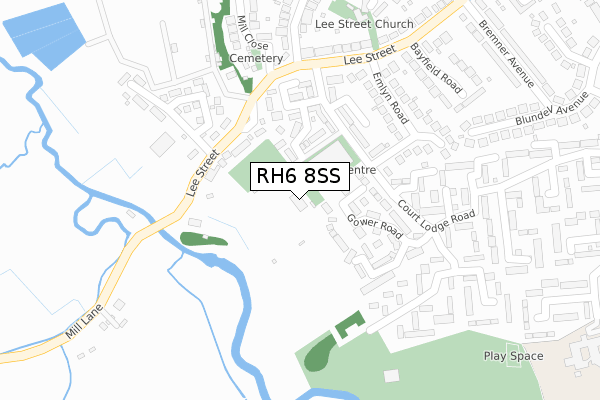 RH6 8SS map - large scale - OS Open Zoomstack (Ordnance Survey)