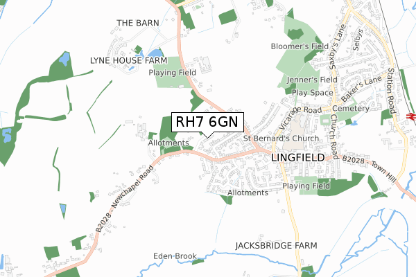 RH7 6GN map - small scale - OS Open Zoomstack (Ordnance Survey)