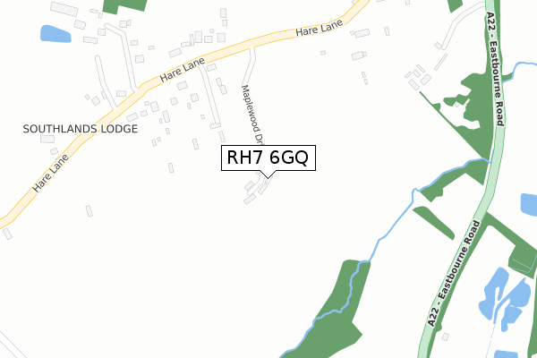 RH7 6GQ map - large scale - OS Open Zoomstack (Ordnance Survey)