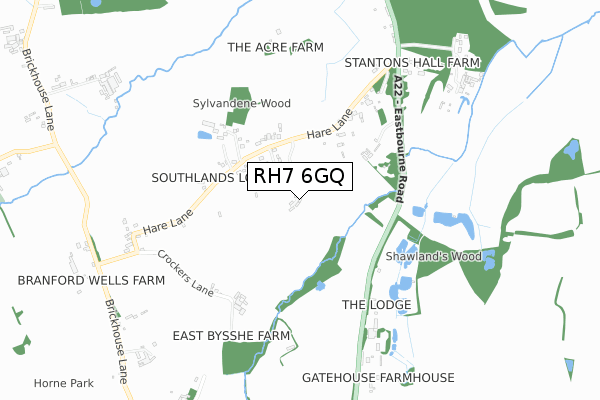 RH7 6GQ map - small scale - OS Open Zoomstack (Ordnance Survey)