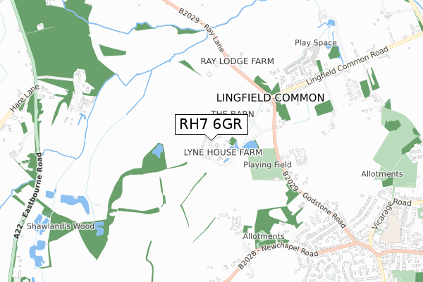 RH7 6GR map - small scale - OS Open Zoomstack (Ordnance Survey)