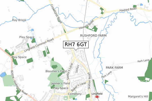 RH7 6GT map - small scale - OS Open Zoomstack (Ordnance Survey)