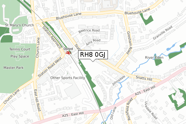 RH8 0GJ map - large scale - OS Open Zoomstack (Ordnance Survey)