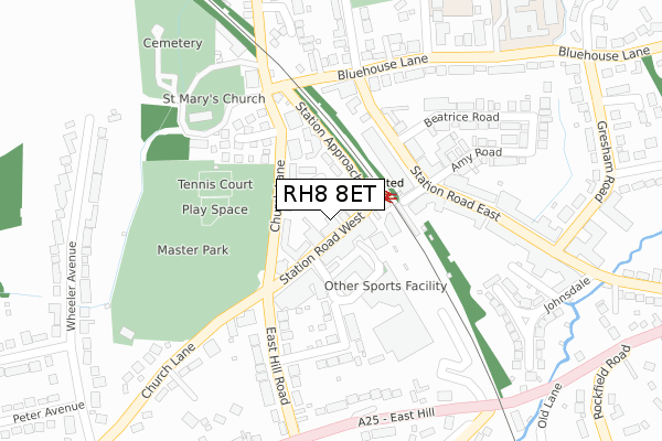 RH8 8ET map - large scale - OS Open Zoomstack (Ordnance Survey)