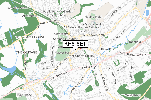 RH8 8ET map - small scale - OS Open Zoomstack (Ordnance Survey)