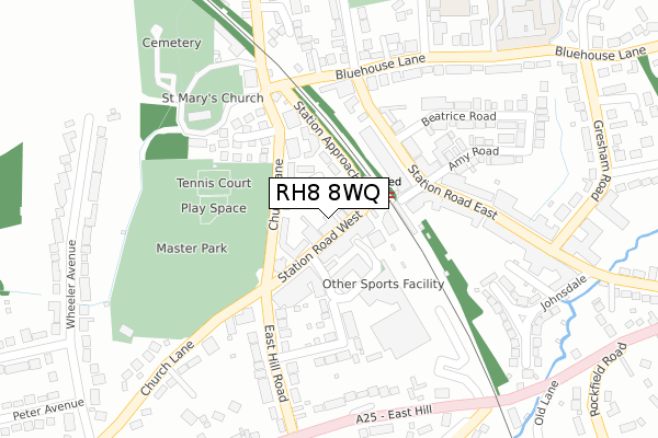 RH8 8WQ map - large scale - OS Open Zoomstack (Ordnance Survey)