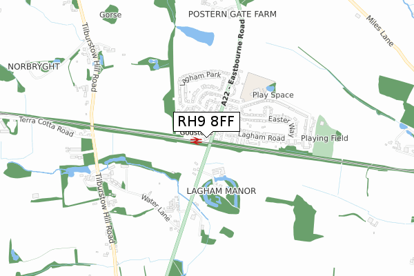 RH9 8FF map - small scale - OS Open Zoomstack (Ordnance Survey)