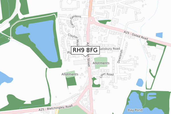 RH9 8FG map - large scale - OS Open Zoomstack (Ordnance Survey)