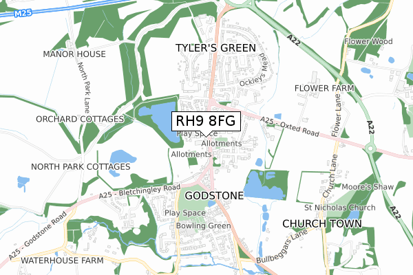 RH9 8FG map - small scale - OS Open Zoomstack (Ordnance Survey)