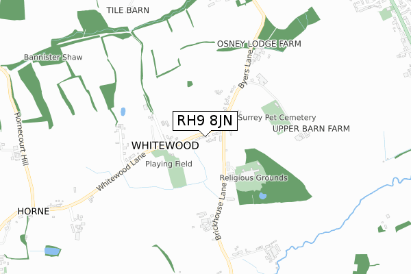 RH9 8JN map - small scale - OS Open Zoomstack (Ordnance Survey)