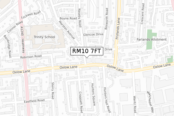 RM10 7FT map - large scale - OS Open Zoomstack (Ordnance Survey)