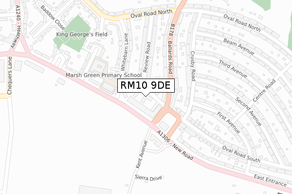 RM10 9DE map - large scale - OS Open Zoomstack (Ordnance Survey)