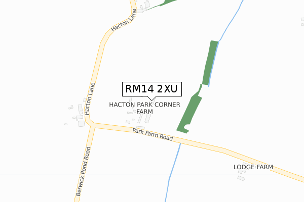 RM14 2XU map - large scale - OS Open Zoomstack (Ordnance Survey)