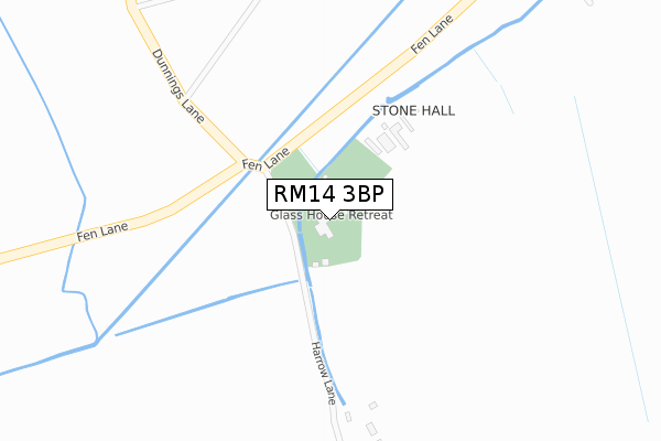 RM14 3BP map - large scale - OS Open Zoomstack (Ordnance Survey)