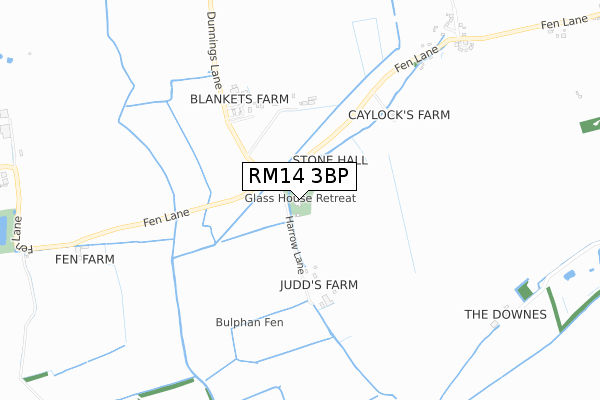 RM14 3BP map - small scale - OS Open Zoomstack (Ordnance Survey)