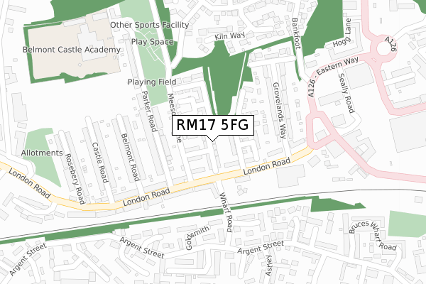 RM17 5FG map - large scale - OS Open Zoomstack (Ordnance Survey)