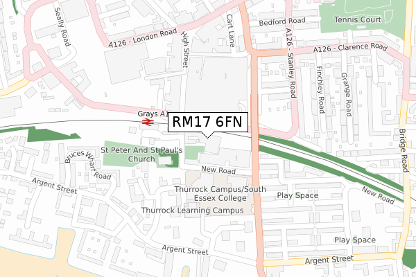 RM17 6FN map - large scale - OS Open Zoomstack (Ordnance Survey)