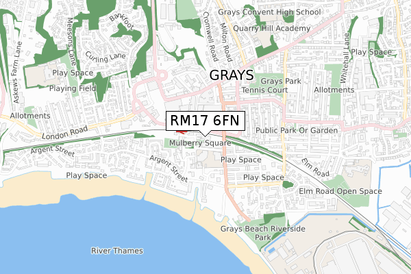 RM17 6FN map - small scale - OS Open Zoomstack (Ordnance Survey)