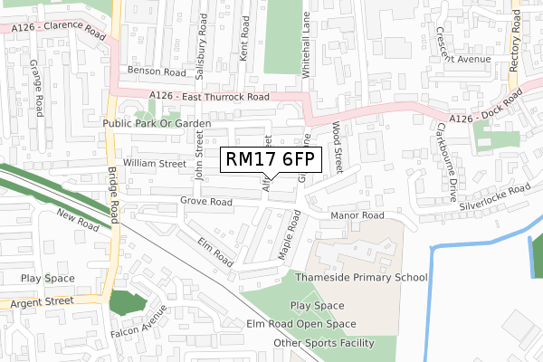 RM17 6FP map - large scale - OS Open Zoomstack (Ordnance Survey)