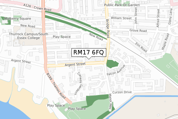 RM17 6FQ map - large scale - OS Open Zoomstack (Ordnance Survey)