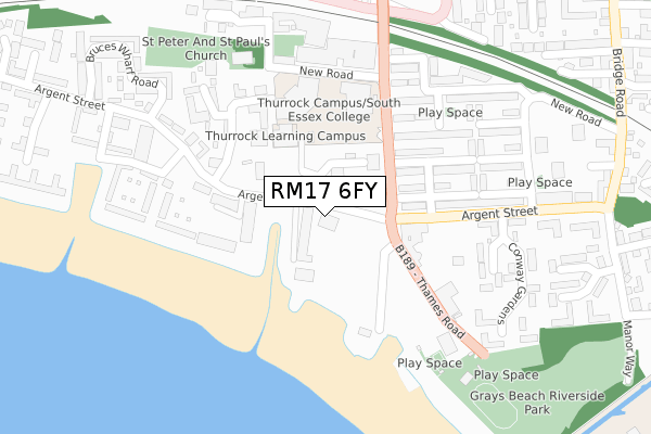 RM17 6FY map - large scale - OS Open Zoomstack (Ordnance Survey)