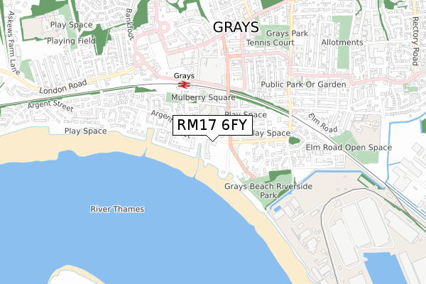 RM17 6FY map - small scale - OS Open Zoomstack (Ordnance Survey)