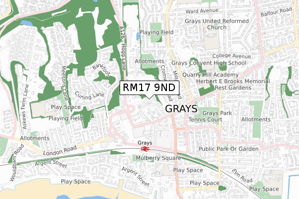 RM17 9ND map - small scale - OS Open Zoomstack (Ordnance Survey)