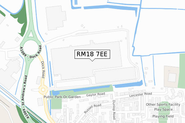 RM18 7EE map - large scale - OS Open Zoomstack (Ordnance Survey)