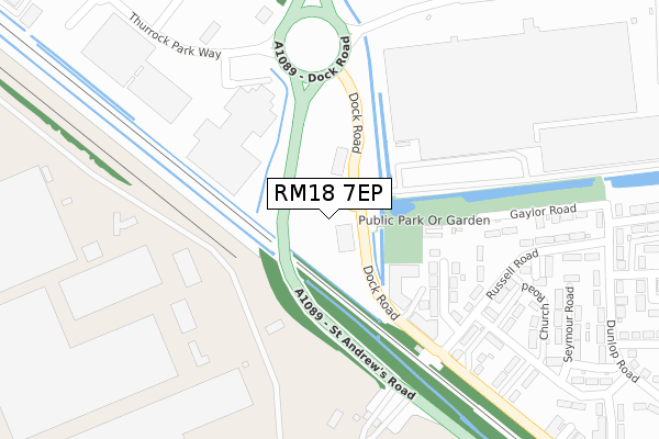 RM18 7EP map - large scale - OS Open Zoomstack (Ordnance Survey)