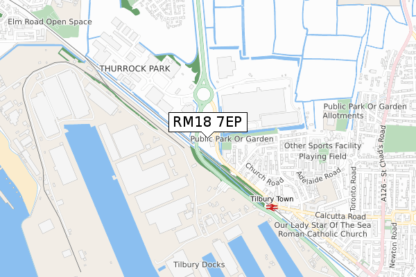 RM18 7EP map - small scale - OS Open Zoomstack (Ordnance Survey)