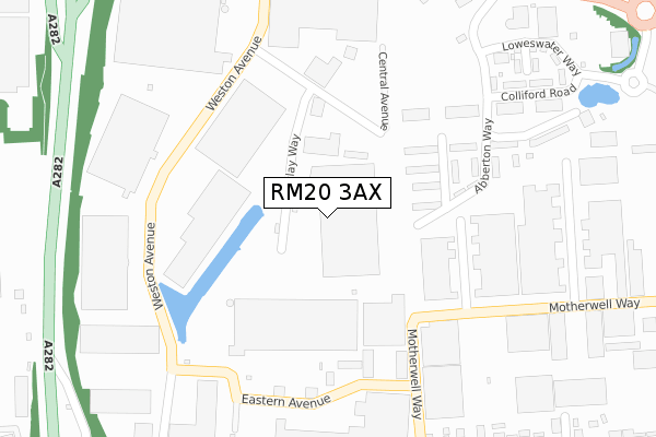 RM20 3AX map - large scale - OS Open Zoomstack (Ordnance Survey)