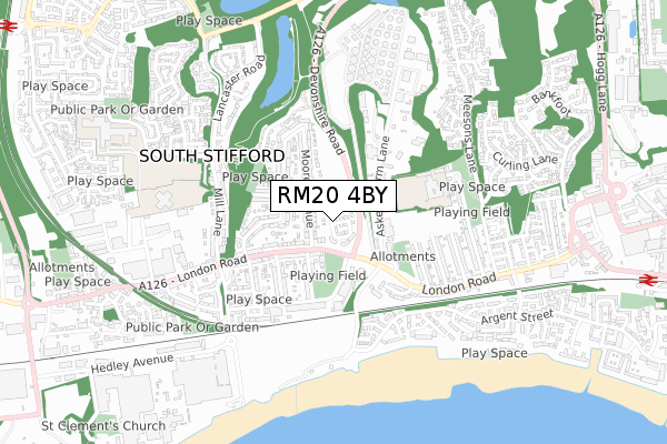 RM20 4BY map - small scale - OS Open Zoomstack (Ordnance Survey)