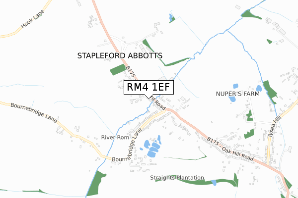 RM4 1EF map - small scale - OS Open Zoomstack (Ordnance Survey)