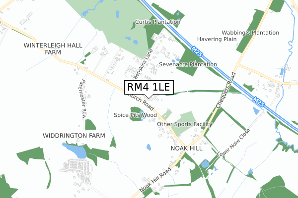 RM4 1LE map - small scale - OS Open Zoomstack (Ordnance Survey)