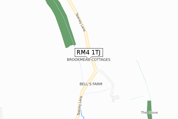 RM4 1TJ map - large scale - OS Open Zoomstack (Ordnance Survey)