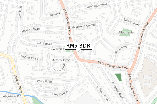 RM5 3DR map - large scale - OS Open Zoomstack (Ordnance Survey)